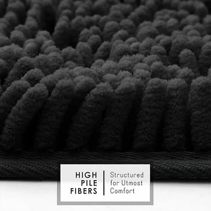 Hearth & Harbor Bathroom Rugs, Chenille Bath Mat - Machine Washable Bath Mats for Bathroom Non-Slip Backing Rubber, Quick Dry Mat - Black Bath Rug, 17x24-20x32-20x24 - color: Black, style: 17x24 / 20x32 / 20x24