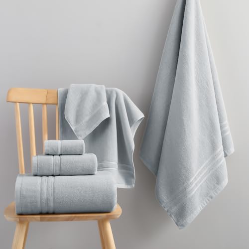 REDKISS Light Grey Towels Set 6 Piece Cotton Towel Sets with 2 Bath Towels, 2 Hand, 2 Washcloths, 650GSM Hotel Quality, Soft, Highly Absorbent Towels for Bathroom Gym, Ideal Everyday Use - color: Light Grey