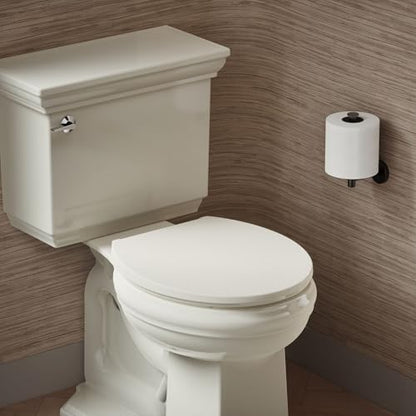KOHLER 27332-96 Glissade Quiet Close Round Toilet Seat with ReadyLatch Hinge, Soft Close Lid, Compatible with Round Standard Toilets, Biscuit - color: Biscuit, size: Round
