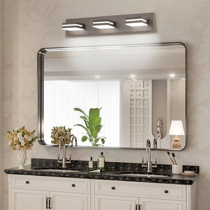 SineRise LED Modern Bathroom Vanity Light Fixtures, Modern Acrylic Bathroom Wall Lighting Fixtures Over Mirror, 3-Light, 24-Inch, Brown, White - color: Brown, White, size: 3-Light, 24-Inch