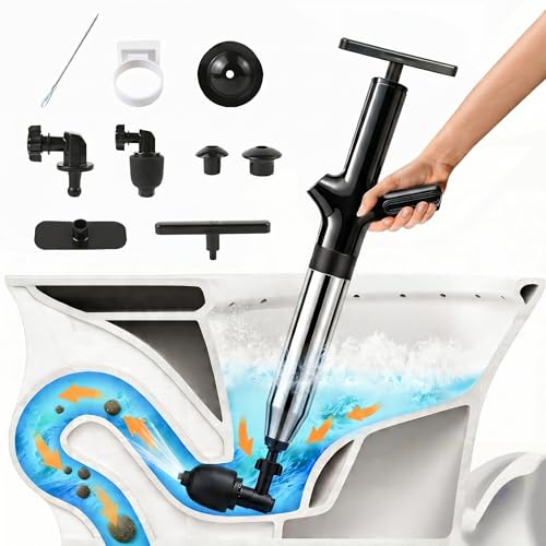 Toilet Plunger, High Pressure Toilet Plunger, Heavy-Duty Clog Remover for Toilets, Bathroom Floor, Drain Sinks and Plumbing Clogs (Black) - color: Black
