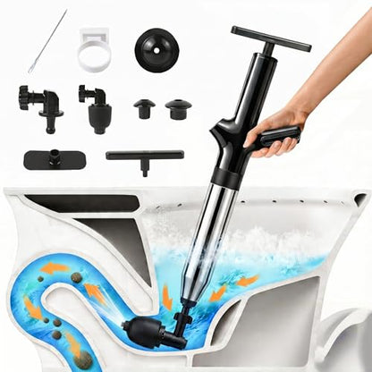 Toilet Plunger, High Pressure Toilet Plunger, Heavy-Duty Clog Remover for Toilets, Bathroom Floor, Drain Sinks and Plumbing Clogs (Black) - color: Black