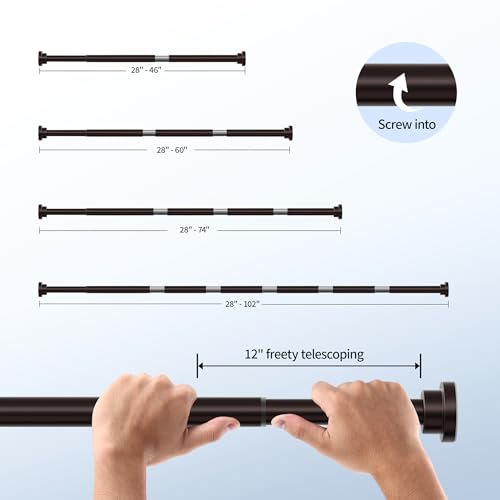 Mcrbeay Shower Curtain Rod, 1" Diameter Heavy Duty Tension Shower Rod, Non Slip Adjustable 28-46 inch No Drilling Shower Curtain Rods Spring Tension For Bathroom, Shower Stall, No Rust, Bronze - color: Bronze, size: 28-46 Inches