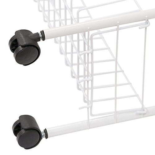 Household Essentials 05121 Slim Line 3-Tier Metal Storage Cart | Laundry Room Rolling Organizer | White - style: 7" White - Basic