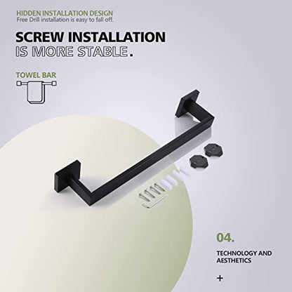 KOKOSIRI 16-Inch Single Towel Bar, Bathroom Kitchen Towel Holder, Wall Mounted SUS304 Stainless Steel Towel Rack, Matte Black, B4003BK-L16 - color: Matte Black, size: 16-Inch