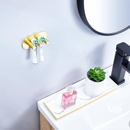 Electric Toothbrush Head Holder, Toothbrush Holders Wall Mounted, Adhesive Tooth Brush Head Holder Organiser, Electric Toothbrushs Holder, Shower Tooth Brushing Holder (Gold, Small) - color: Gold, size: Small