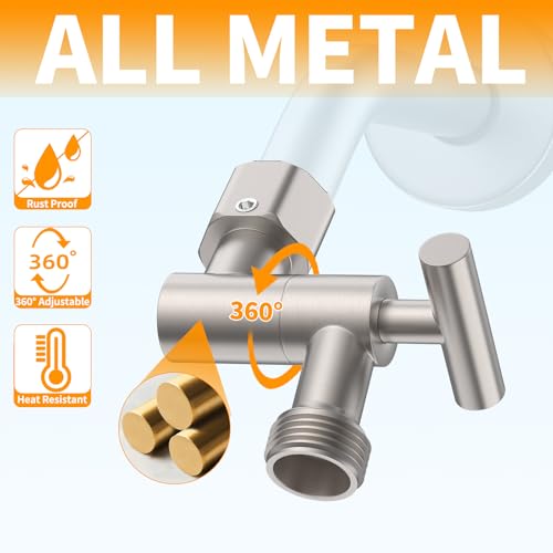 All Metal Shower Head Elbow Adapter - Nickel | Adjustable Shower Head Extension Adapter Shower Arm Extension Connector Showerhead, Wall Mounted - color: Brushed Nickel