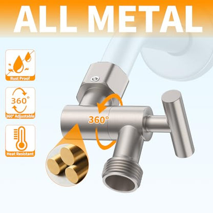 All Metal Shower Head Elbow Adapter - Nickel | Adjustable Shower Head Extension Adapter Shower Arm Extension Connector Showerhead, Wall Mounted - color: Brushed Nickel