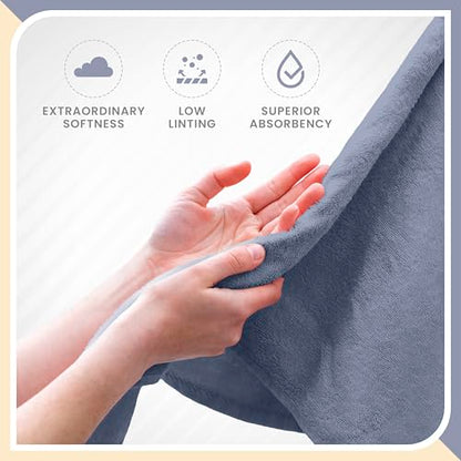 Martex 6-Piece 100% Ringspun Cotton Towel Set, Heather Blue | Quick Dry, Super Absorbent & Soft, Lightweight, 2 Bath, 2 Hand, 2 Wash Cloths - color: Heather Blue