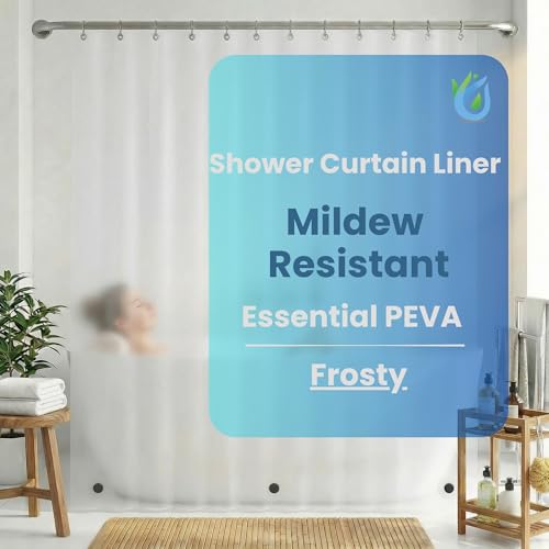 SUSTAINAURA® Essential Frosty Shower Curtain Liner 72x72 – Waterproof, Quick Dry, Odor Free, Eco Friendly, Non-Toxic with 3 Weighted Magnets & 12 Rustproof Grommets Bathroom Accessories - color: 2c Essential Peva Frosty