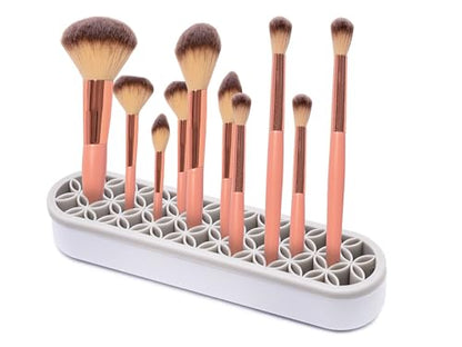 1Pcs Silicone Makeup Brush Holder Stand Light Grey Make Up Brush Organizers Makeup Brushes Holder Organizer for Painting Pen Brushes Nail Clippers Drill Pens Ruler Sewing Craft Tools - color: Light Grey