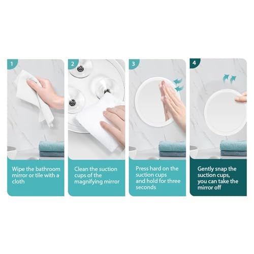 Suction Cup Magnifying Glass 10X Magnifying Mirror with Light Makeup Mirror with Lights White ABS for Bathroom, Bedroom, Hotel
