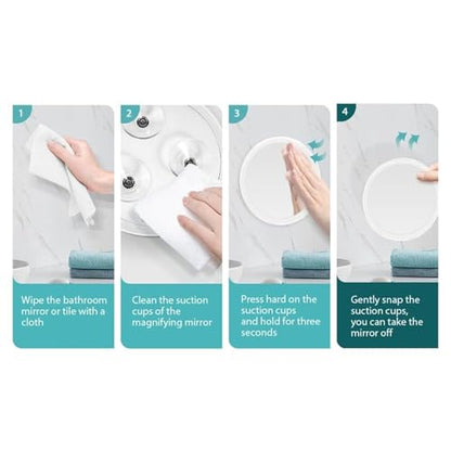 Suction Cup Magnifying Glass 10X Magnifying Mirror with Light Makeup Mirror with Lights White ABS for Bathroom, Bedroom, Hotel