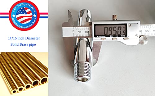 Shower Arm and O-Ring Flange, 3 inch, Solid Brass, Round, Both Soldered 1/2 NPT Tapered Threads, Straight Shower Arm Extension, Ceiling Shower Head Arm for Rainfall Shower (Polished Chrome) - color: Polished Chrome