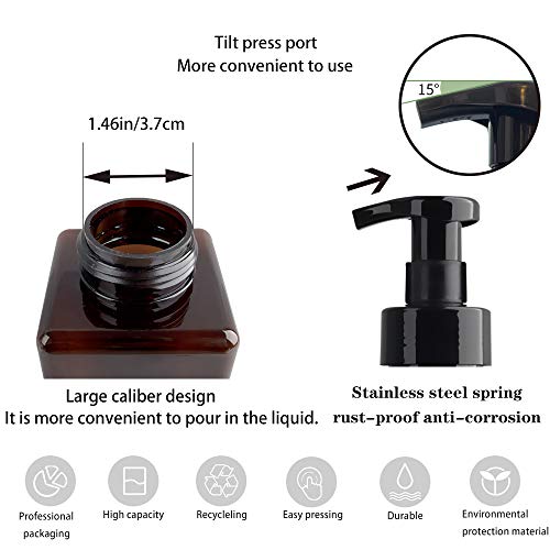 2 Pack Foaming Soap Dispenser, 15 Oz Refillable Plastic Pump, Amber Brown | 450ml Empty Foam Soap Bottles for Hand Soap, Ideal for Bathroom Vanities, Kitchen Sink, Hospital, Clinic and More
