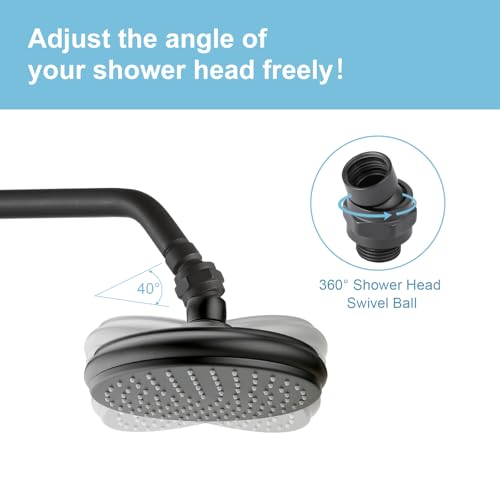 OFFO Shower Head Swivel Ball Adapter, All Metal Adjustable Shower Arm Extension Connector Universal Showering Component Solid Brass, Matte Black - color: Matte Black