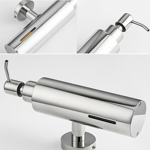 Wall Mounted Soap Dispenser, 280ML Refillable Stainless Steel Hand Soap Pump for Bathroom & Kitchen, Durable Brushed Finish Shower Soap Holder (Black) - color: Black