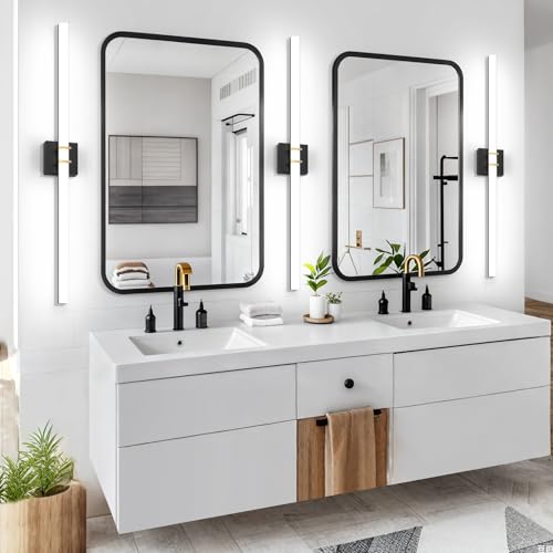 Modern Black and Brass Vanity Light Bar 40 Inch, 30W 5CCT Dimmable Bathroom Light Fixtures LED Wall Lighting Fixture - color: Black+Brass, size: 40 inch