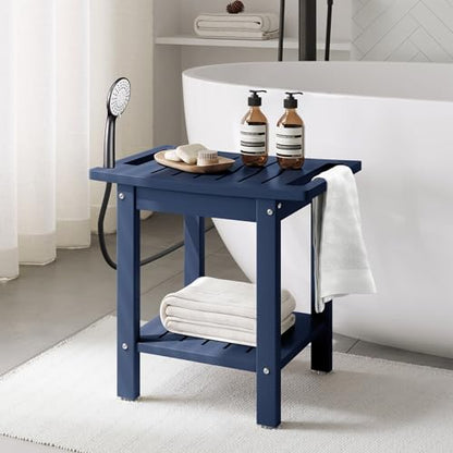 Sage HDPE Poly Plastic Waterproof Bathroom Shower Bench, Navy Blue - color: Navy Blue