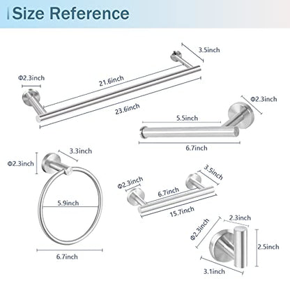 Cilee 10 Piece Brushed Nickel Bathroom Hardware Set, 24" 16" Towel Bar Set | 24 & 16 inch Towel bar, Toilet Paper Holder, Towel Ring, Towel Hook, Bathroom Accessories Set Stainless Steel Wall Mounted - color: 1 Brushed Nickel, size: 24inch