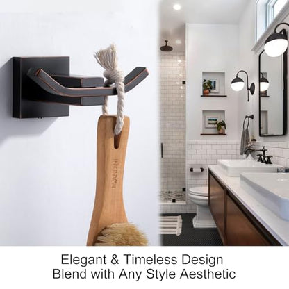 WOWOW Towel Hooks for Bathrooms Oiled Rubbed Bronze, SUS304 Stainless Steel Coat Hook, Bathroom Robe Towel Holder, Heavy Duty Robe Hooks, Bathroom Double Towel Hooks for Coats, sponges, Wall Mount - color: Oiled-Rubbed Bronze