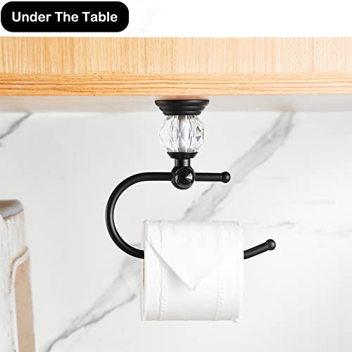 WOLIBEER Crystal Towel Ring,Matte Black Toilet Paper Holder Stand Hand Towel Holder Towel Hook Tissue Roll Paper Holder Towel Hanger Bathroom Hardware 2 Pieces Sets Wall Mounted - color: Black