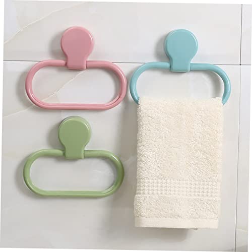 UKCOCO Self Adhesive Towel Holder Ring No Drilling Abs Material Bathroom Kitchen Towel Rack Green Easy Install