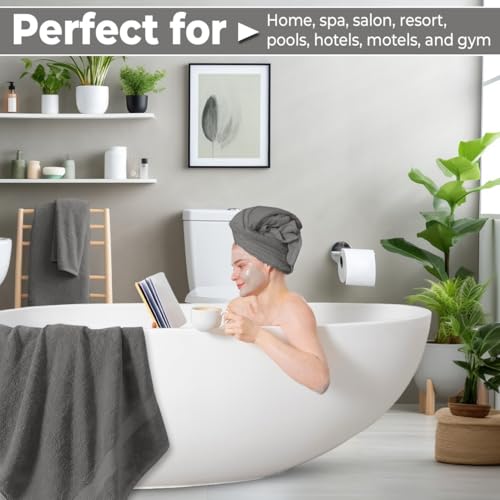 QUBA LINEN Pack of 8 Towels Set, 2 Large Bath Towels, 2 Hand Towels, 4 Wash Cloths, 100% Cotton, Lighter Weight, Quicker to Dry, Super Absorbent, Perfect for Bathroom (Grey) - color: Grey