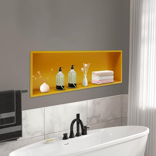 Led Light Shower Niche, 36" X 12" Shower Insert Niche with Lighting, Recessed Wall Shelf for Bathroom Storage, Horizontal Niches Waterproof No Tile Need (Gold)