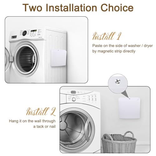 Picowe Magnetic Laundry Storage, Large Lint Holder Bin, Space-Saving Trash Container Hanging on Dryer, Washer or Wall Mount (Gray White) - size: L - White