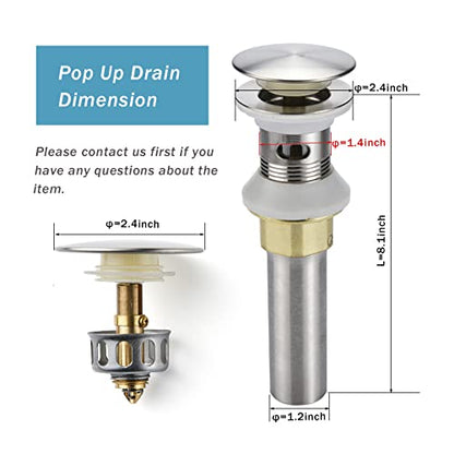 Rockgoya Bathroom Sink Drain,5 Pack Drain Stopper Bathroom Sink with Overflow,Pop Up Drain Assembly with Detachable Strainer Basket,Built-in Anti-Clogging Strainer,Stainless Steel Brushed Nickel - color: Brushed Nickel-5 Pack, style: With Overflow