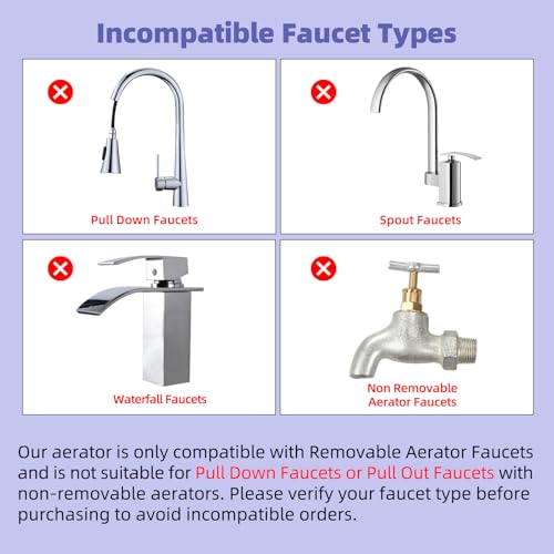 Hibbent NSF/ANSI/CAN 61 Certified Faucet Aerator, CUPC Certification 360 Degree Swivel Kitchen Sink Aerator, 2-Flow Sprayer Faucet Replacement Part 55/64 Inch Female Thread - Brushed Nickel - color: Brushed Nickel