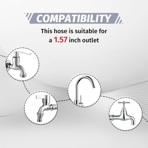 2 Pack Faucet Hose Adapter for Sink, 6.56FT Flexible PVC Water Tube Water Supply Extension with Adjustable Faucet Connector Hose Clamp for Pet Bathing, Plant Watering and Outdoor Cleaning