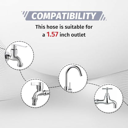 2 Pack Faucet Hose Adapter for Sink, 6.56FT Flexible PVC Water Tube Water Supply Extension with Adjustable Faucet Connector Hose Clamp for Pet Bathing, Plant Watering and Outdoor Cleaning