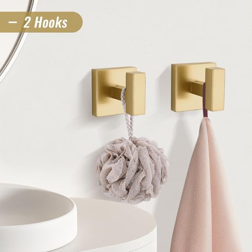 YACVCL Towel Bar Set, 5-Piece Brushed Gold Bathroom Hardware Set, Gold Bathroom Accessories Set, SUS304 Stainless Steel 23.6 Inch Towel Holder Towel Racks Set Wall Mounted - color: Brushed Gold, size: 5 Pieces
