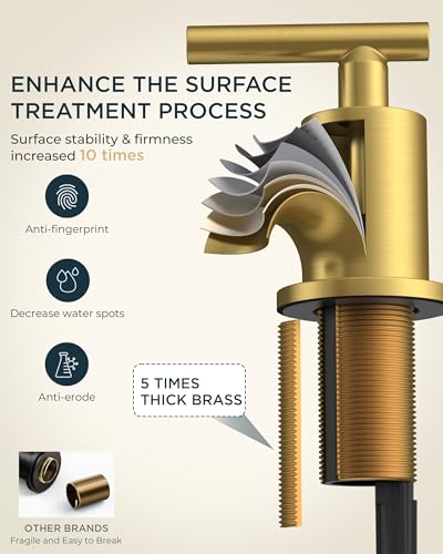 FORIOUS 8 Inch Brushed Gold Bathroom Faucet 3 Hole, Widespread Gold Faucet | Widespread Gold Sink Faucet Bathroom with 360° Swivel Spout, 2 Handle Gold Vanity Faucet 3 Holes with Water Saving Aerator - color: Brushed Gold, style: Modern