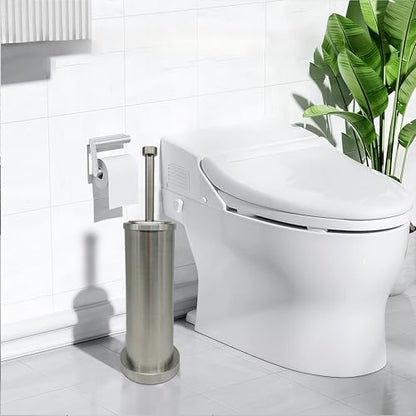 Brushed Nickel Toilet Bowl Brush with Holder, Durable Bathroom Cleaning Tool, Modern Design for Easy Toilet Maintenance, Bathroom Cleaner Brush for Efficient Cleaning and Hygiene - color: Brushed Nickel