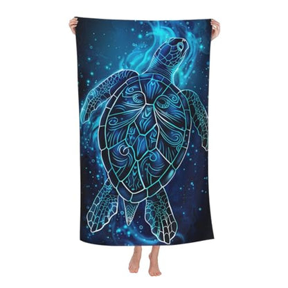 Artistic Sea Turtle Beach Towel Microfiber Sand Free Tribal Ocean Blue Towels for Adult Kids Quick Dry Ultra Absorbent Soft Pool Travel Swim Bath Shower Towel Gifts 52” x 32” - color: Beach Towel32