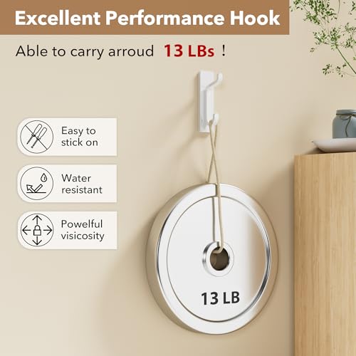 pickpiff 13LB Strong Stick-on Hooks for Coat & Towel, White 6 Pack - color: White, size: 6 Pack