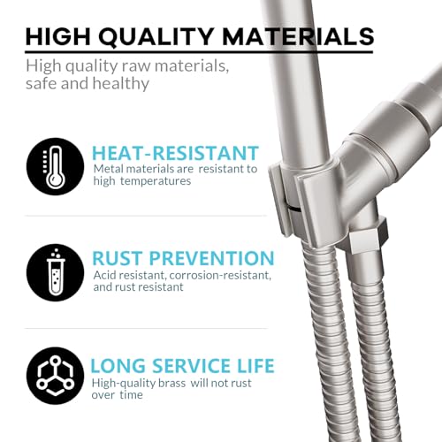 All Metal Handheld Shower Head Holder, Adjustable Shower Wand Holder with Universal Shower Arm Mount and Brass Pivot Ball, for Connecting Shower Arm and Shower Hose - color: Brass - Matte Black