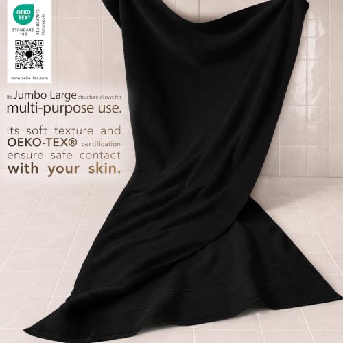 Cotton Paradise 100% Cotton Turkish Towel Set, Soft Absorbent Quick Dry, 2 Piece 35x70 Bath Sheet Set, Coal Black - color: Coal Black, size: 35"x70"