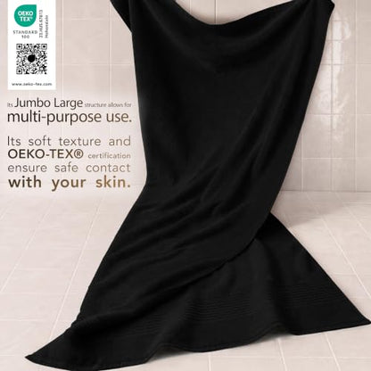Cotton Paradise 100% Cotton Turkish Towel Set, Soft Absorbent Quick Dry, 2 Piece 35x70 Bath Sheet Set, Coal Black - color: Coal Black, size: 35"x70"