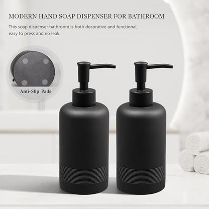 2pcs/Set Hand Soap Dispenser Sets - 10.8oz Refillable Resin Liquid Soap Dispensers with Rust-Proof Pump for Bathroom Countertop or Kitchen, Classic Black - color: Black