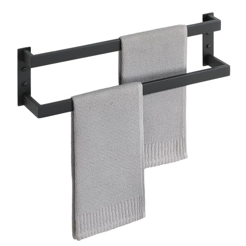 Alise Double Towel Bar, 20" Double Towel Racks for Bathroom, Matte Black | Bathroom Towel Rack Wall Mounted, 3.54" Wide Faster Drying, Ladder Design, SUS304 Stainless Steel - color: Matte Black, size: 20-inch