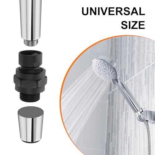 uxcell 2 Pcs Shower Head Swivel Adapter Solid Brass Adjustable Shower Arm Extension Connector Universal Shower Component Connector with PTFE Tape and Gasket for Shower System (Black) - color: Black