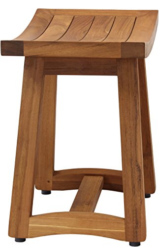 (Fully Assembled) AquaTeak Patented 18" Asia Buru Teak Shower Bench | Durable, Water-Resistant Teak, Shower Chair & Shaving Foot Rest, Indoor/Outdoor Use - size: C. Bench Fully Assembled