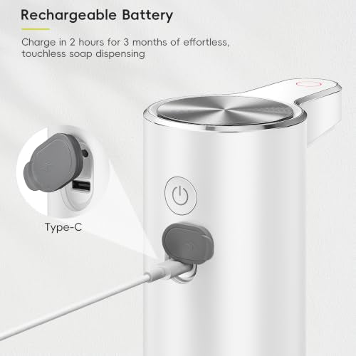 EKO Aroma Touchless Automatic Soap Dispenser for Bathroom and Kitchen, Liquid Hand Soap Dispenser, Water-Resistant and Rechargeable, 9 fl oz (White) - color: White, size: 9 oz (Standard Rechargeable)