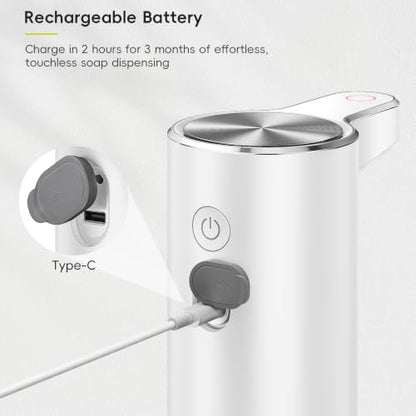 EKO Aroma Touchless Automatic Soap Dispenser for Bathroom and Kitchen, Liquid Hand Soap Dispenser, Water-Resistant and Rechargeable, 9 fl oz (White) - color: White, size: 9 oz (Standard Rechargeable)
