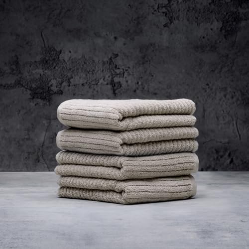 Luxury Performance 4-Piece Hand Towel Set | Patented Quick-Dry Tech | Ultra Soft | 16" W x 30" L | Oyster (Tan) - color: Oyster, size: 4 Hand Towels