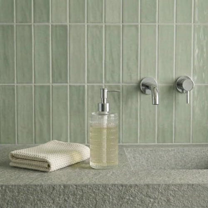 Fluted Glass Hand Soap Dispenser with Silver Slim Pump,17oz | Clear Ribbed Glass Bottle for Bathroom, Dish Soap Dispenser for Kitchen, Rust-Proof Pump - color: Silver Slim
